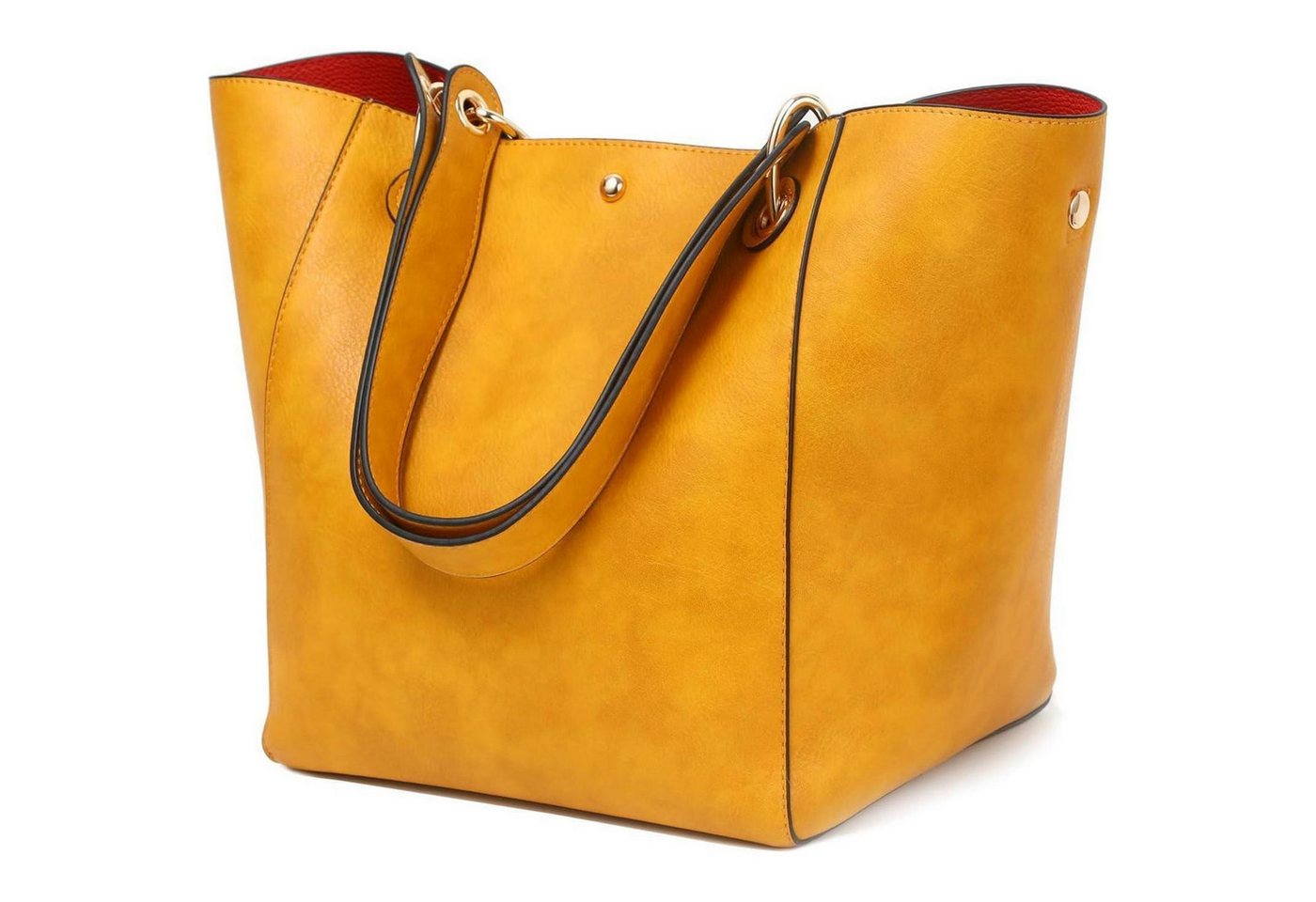 LuxusKollektion Shopper Taschen Damen Leder Shopper Henkeltaschen Schultasche Arbeit Gelb von LuxusKollektion