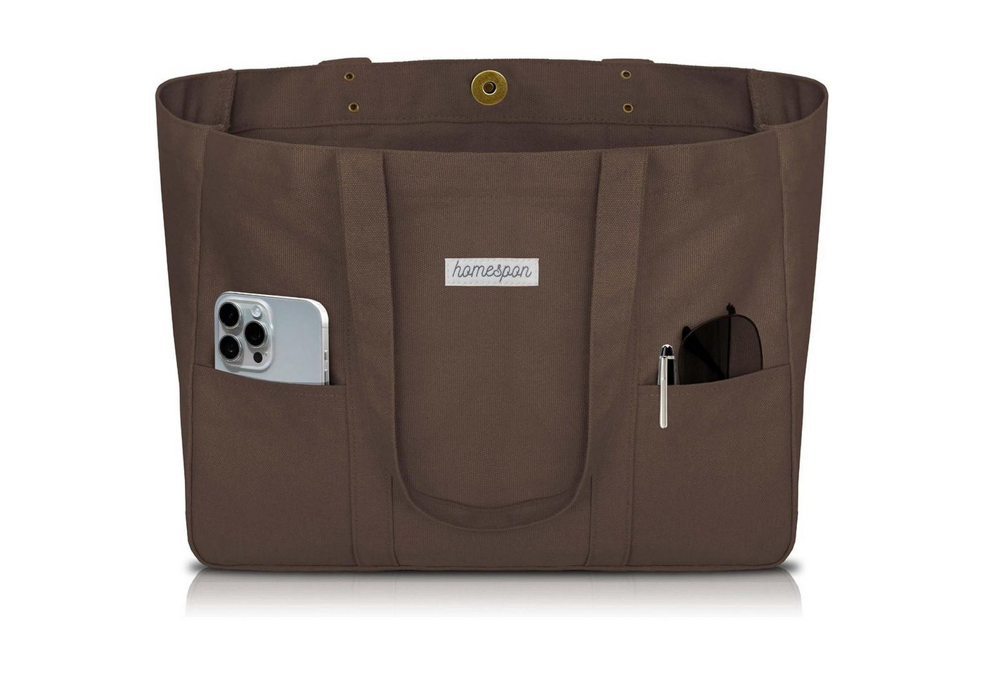 LuxusKollektion Shopper Tote Bag Damen Shopper Handtasche Canvas Laptopfach Groß Braun von LuxusKollektion