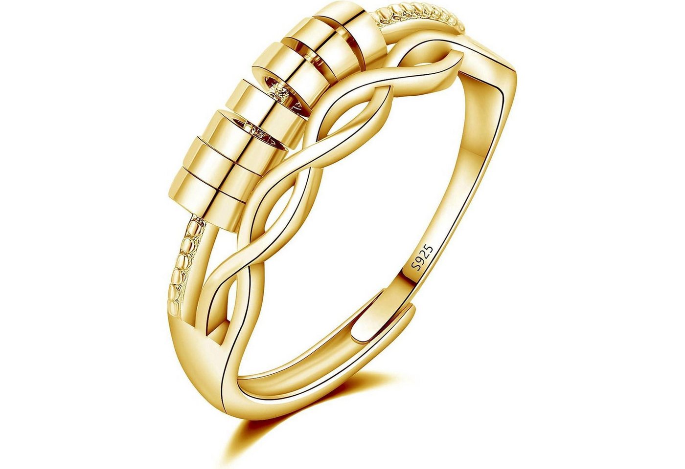 LuxusKollektion Silberring Ring 925 Silber Dekompressionsring Zappelring Damen 7 Perlen Gold von LuxusKollektion