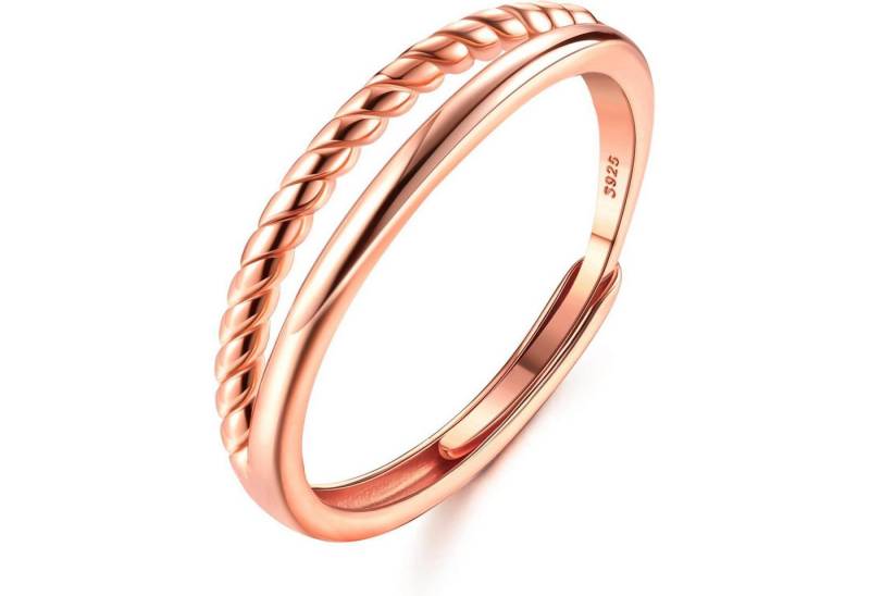 LuxusKollektion Silberring Ring Silber 925 Damen Verstellbar Drehring Roségold von LuxusKollektion