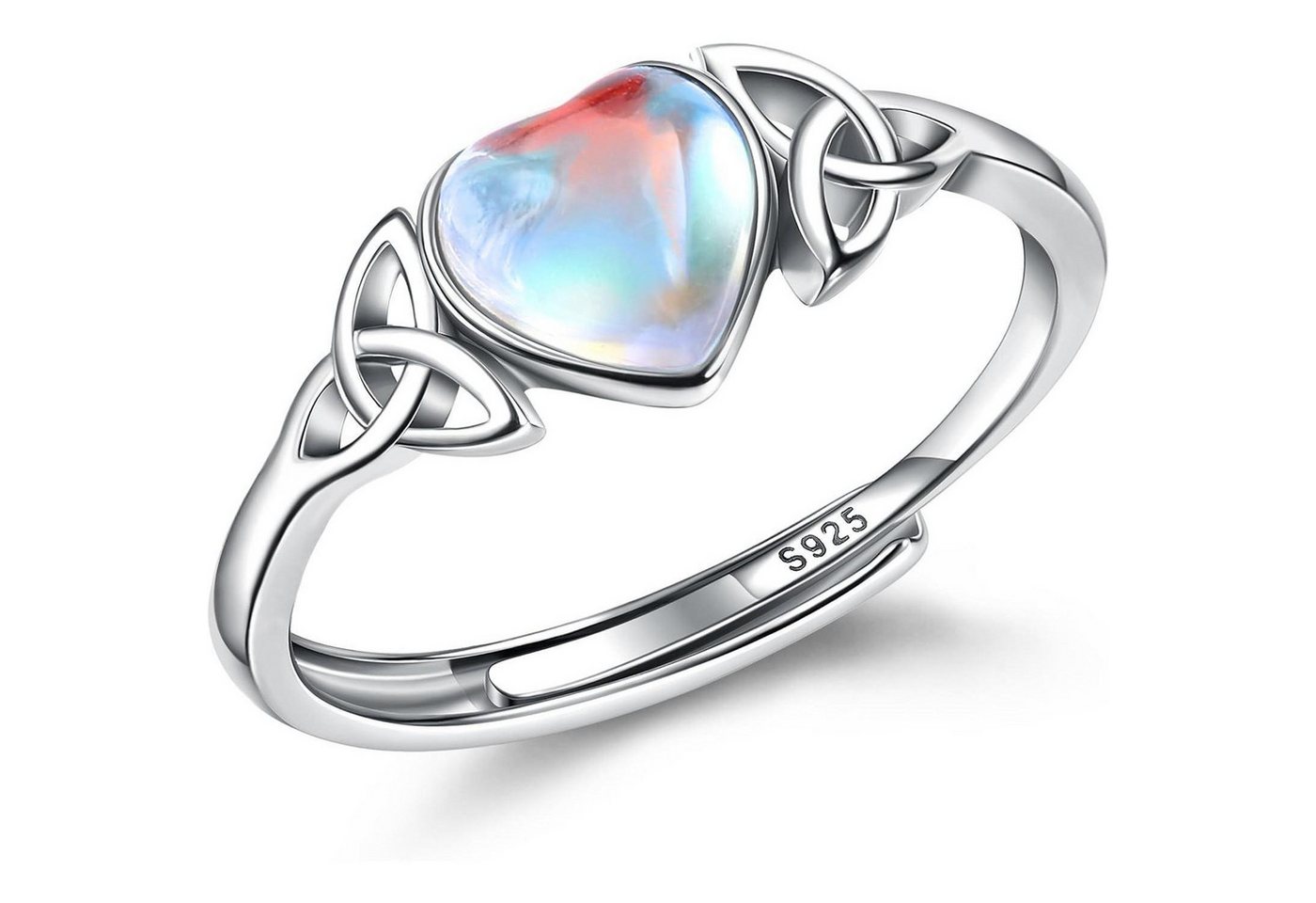 LuxusKollektion Silberring Ring Silber 925 Mondstein 18K vergoldet verstellbar Herz von LuxusKollektion