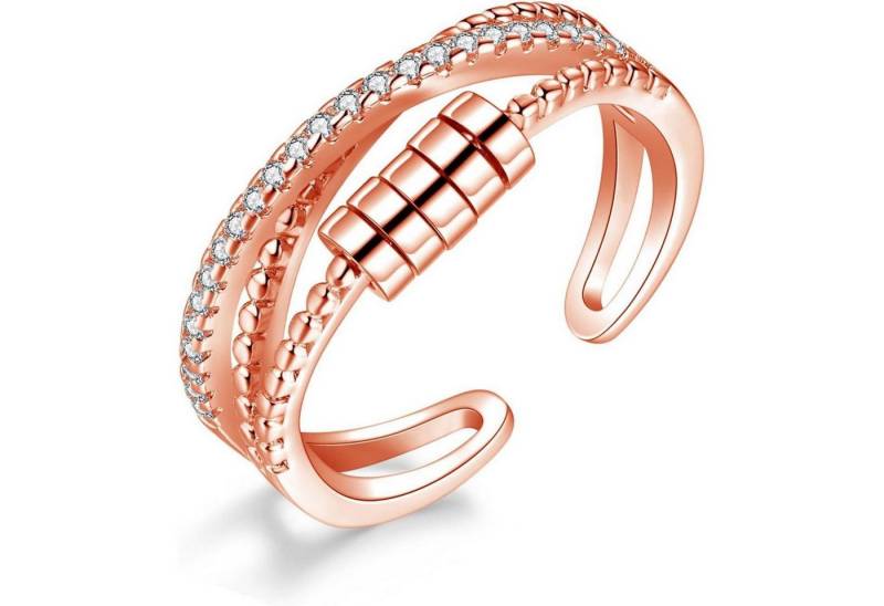 LuxusKollektion Silberring Ringe 925 Silber Einstellbar Anti Stressring Damen Kreuz Ring Rosegold von LuxusKollektion