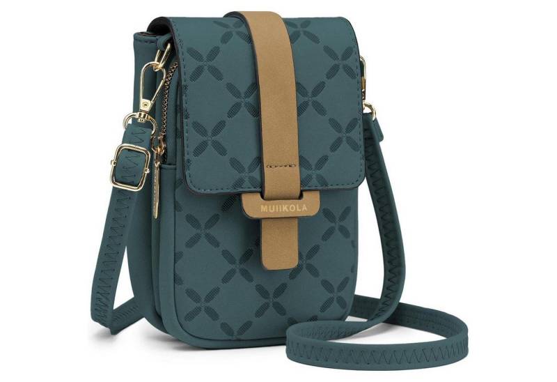 LuxusKollektion Smartphonetasche Handytasche Umhängetasche RFID Leder Damen große Kapazität dunkelgrün von LuxusKollektion