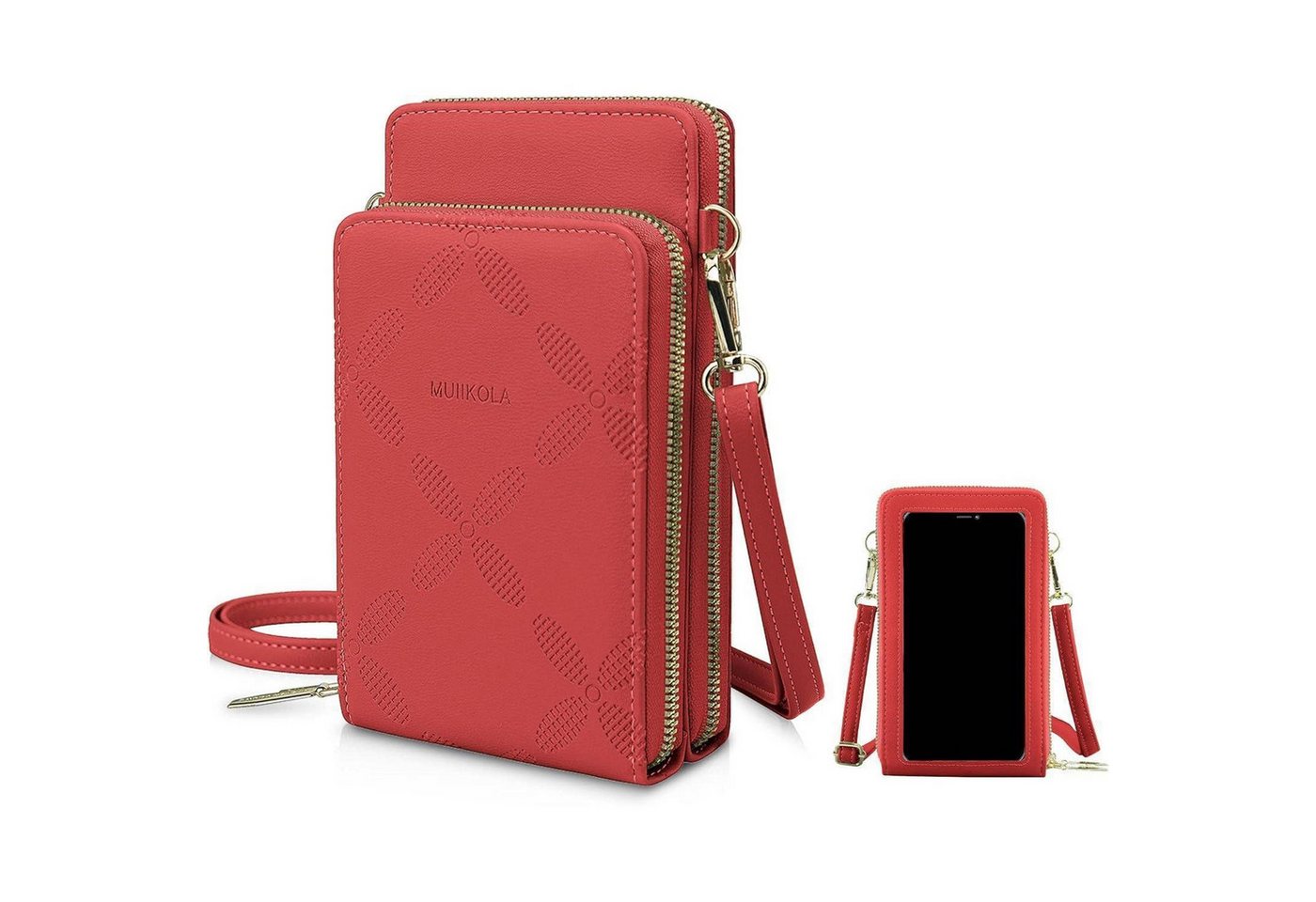 LuxusKollektion Smartphonetasche Kleine Touchscreen Umhängetasche Damen PU Leder Handytasche iPhone 12 von LuxusKollektion