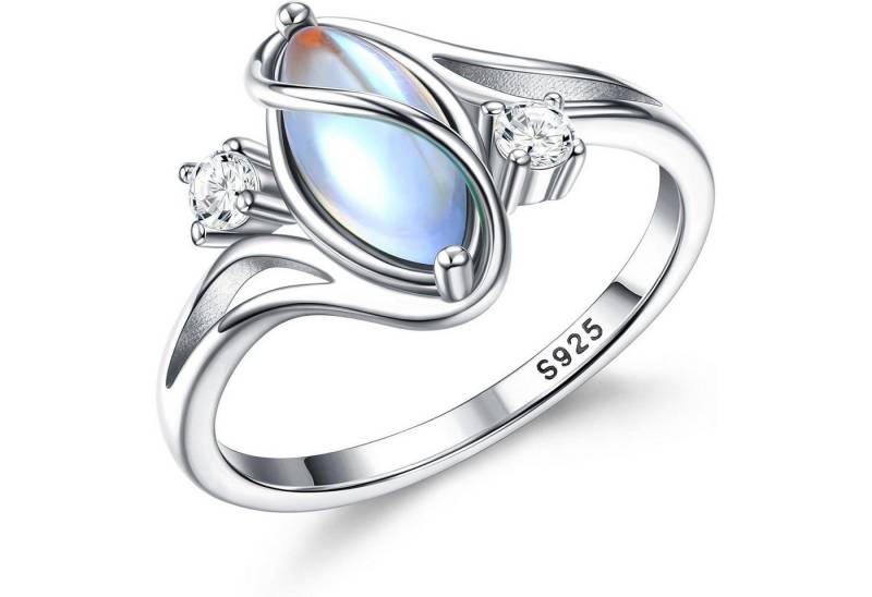 LuxusKollektion Solitärring Ring Silber 925 Damen Mondstein Solitaire 62 (19.7) von LuxusKollektion