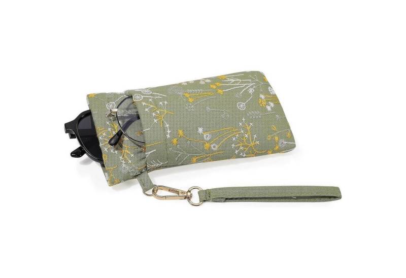 LuxusKollektion Sonnenbrille Brillenetui PU Leder Handschlaufe Damen Herren Grün & Blumen von LuxusKollektion