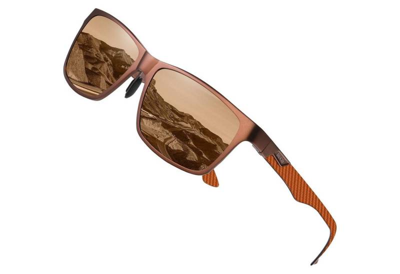LuxusKollektion Sonnenbrille Herren Polarisierte Sonnenbrille Rechteckig Metallrahmen Kohlefaser von LuxusKollektion