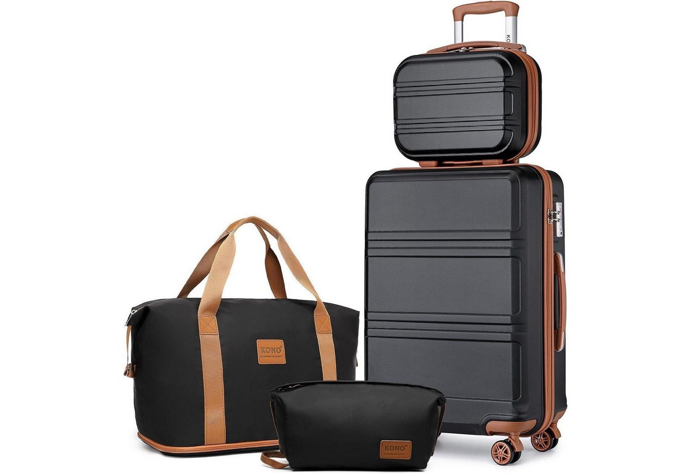 LuxusKollektion Sonnenbrille Koffer Set 4tlg 55cm Schwarz Braun Handgepäck Koffer Set 4tlg von LuxusKollektion