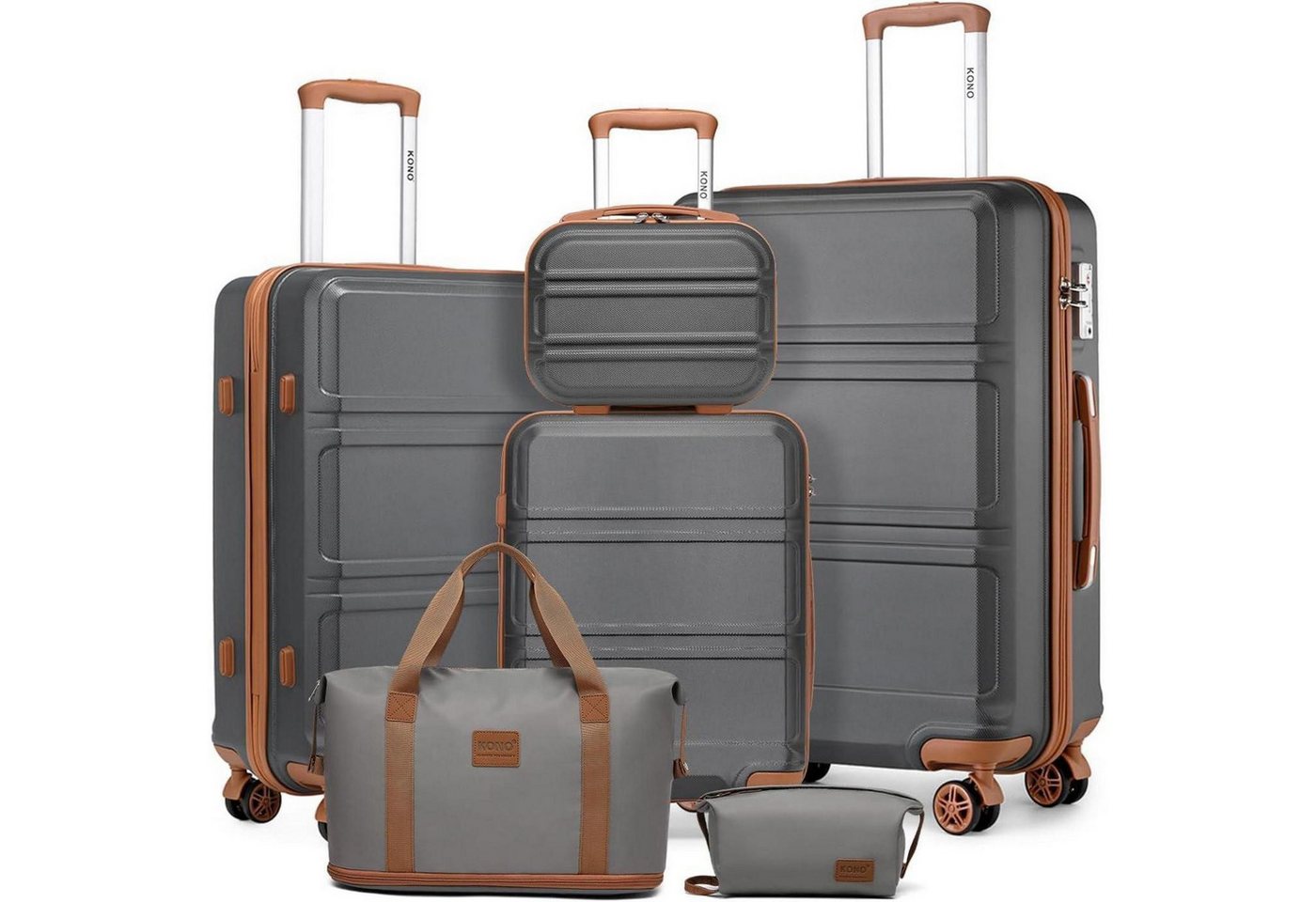 LuxusKollektion Sonnenbrille Kofferset Reisekoffer Gepäckset 6teilig Grau Braun Kofferset 6tlg von LuxusKollektion