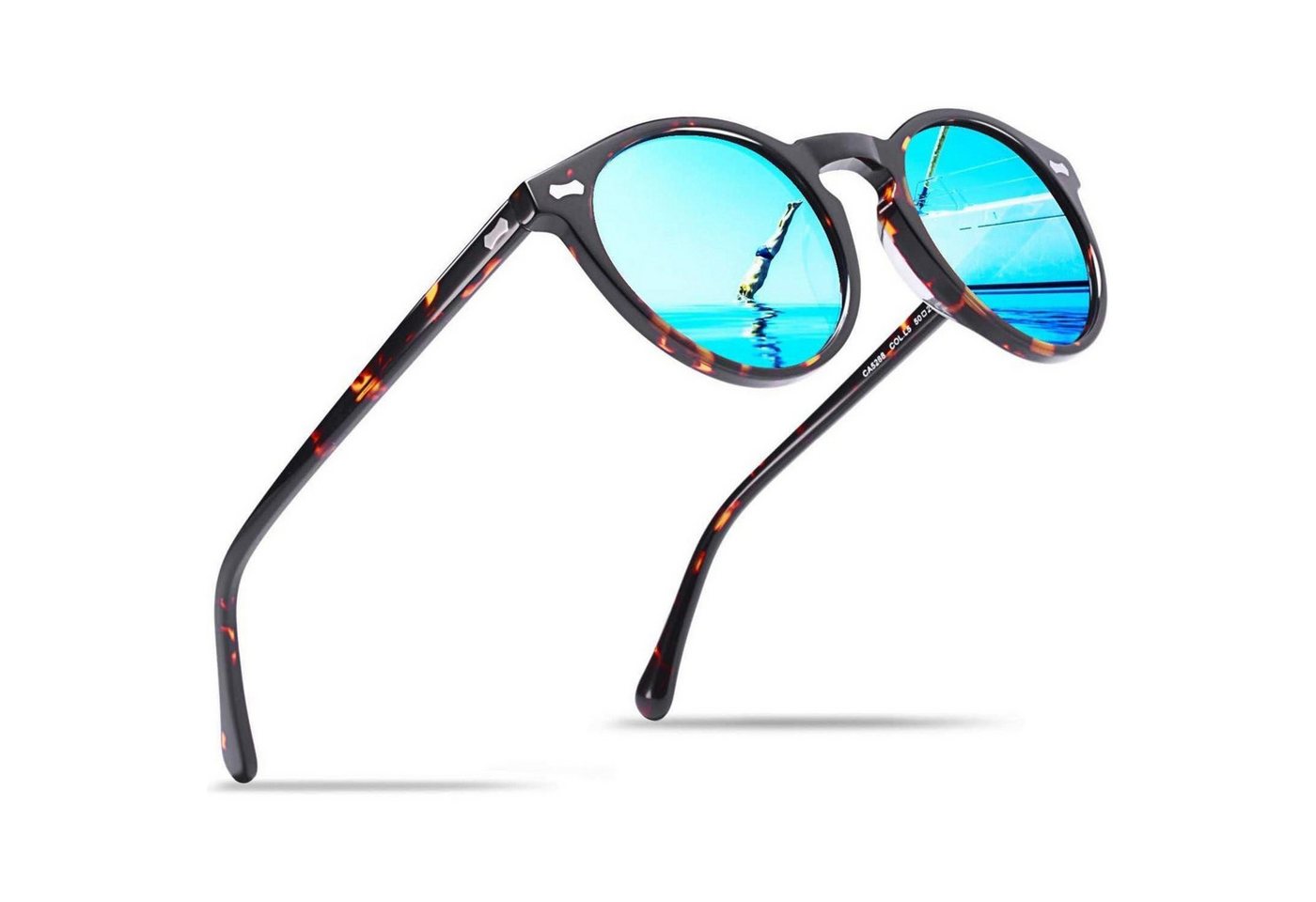 LuxusKollektion Sonnenbrille Polarisierte Sonnenbrille Herren Fahrenbrille Runden Rahmen Acetat von LuxusKollektion