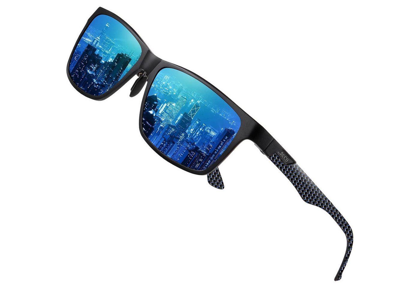 LuxusKollektion Sonnenbrille Polarisierte Sonnenbrille mit Rechteckig Metallrahmen und Kohlefaser von LuxusKollektion