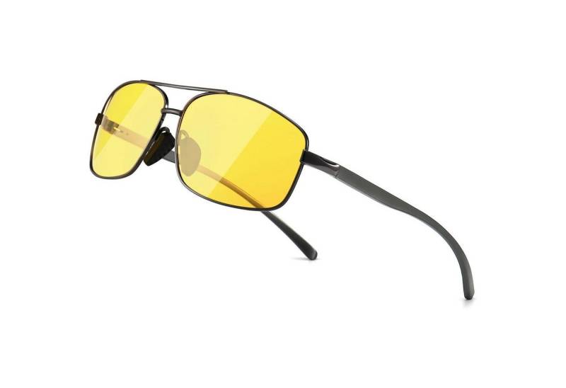 LuxusKollektion Sonnenbrille Sonnenbrille Herren Gestell aus Metall und Gelbe Nachtlinse von LuxusKollektion