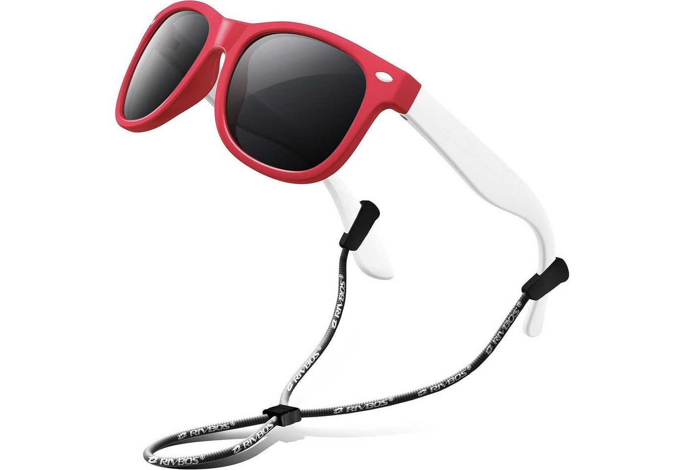 LuxusKollektion Sonnenbrille Sonnenbrille Kinder polarisierte Riemen Brillengläser 004-2 Rot Weiß von LuxusKollektion