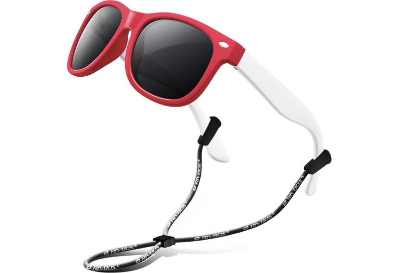 LuxusKollektion Sonnenbrille Sonnenbrille Kinder polarisierte Riemen Brillengläser 004-2 Rot Weiß von LuxusKollektion