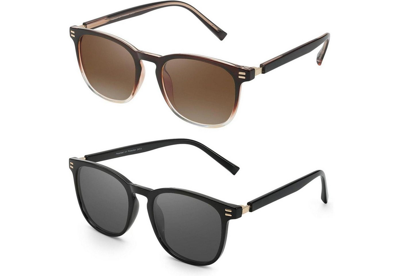 LuxusKollektion Sonnenbrille Sonnenbrillen polarisierte Z01(2 Pack) Schwarz Grau+braun Klar Braun von LuxusKollektion