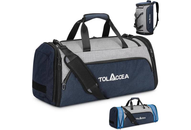 LuxusKollektion Sporttasche Erweiterbare Sporttasche 54L-72L für Damen Herren Blau mit Schuhfach von LuxusKollektion