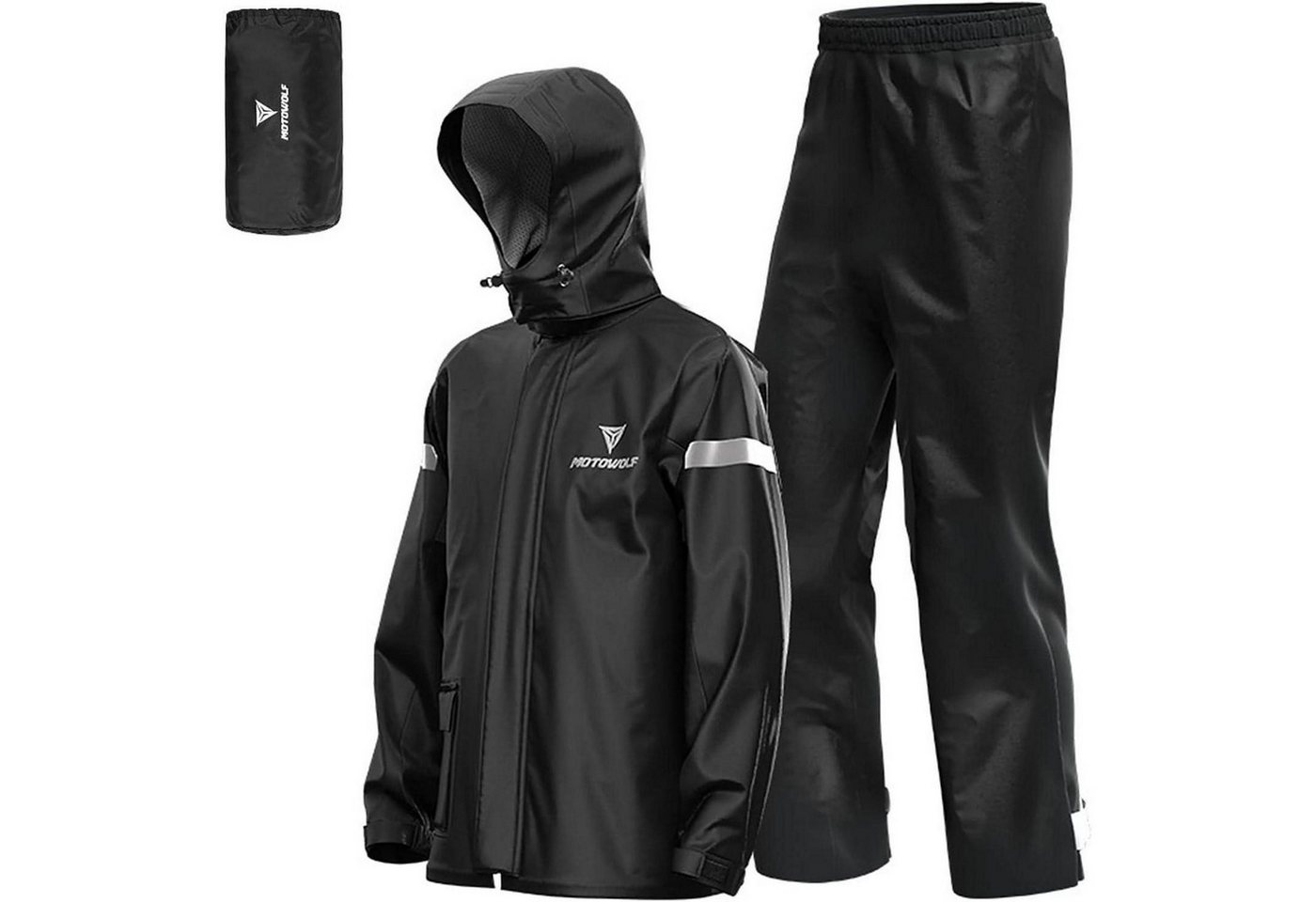 LuxusKollektion Sporttasche Regenanzug Herren Motorrad wasserdicht reflektierend Schwarz XXL von LuxusKollektion