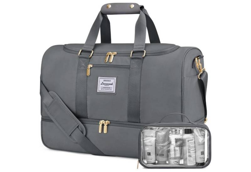 LuxusKollektion Sporttasche Sporttasche Damen Weekender Reisetasche mit Schuhfach Nassfach Grau von LuxusKollektion