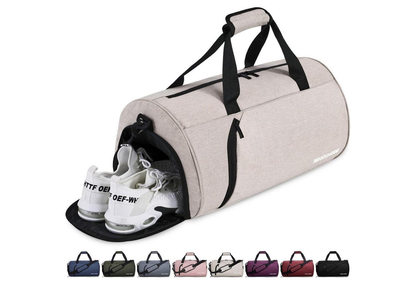 LuxusKollektion Sporttasche Sporttasche Duffel Herren Damen Schuhfach Nassfach 35L Beige von LuxusKollektion