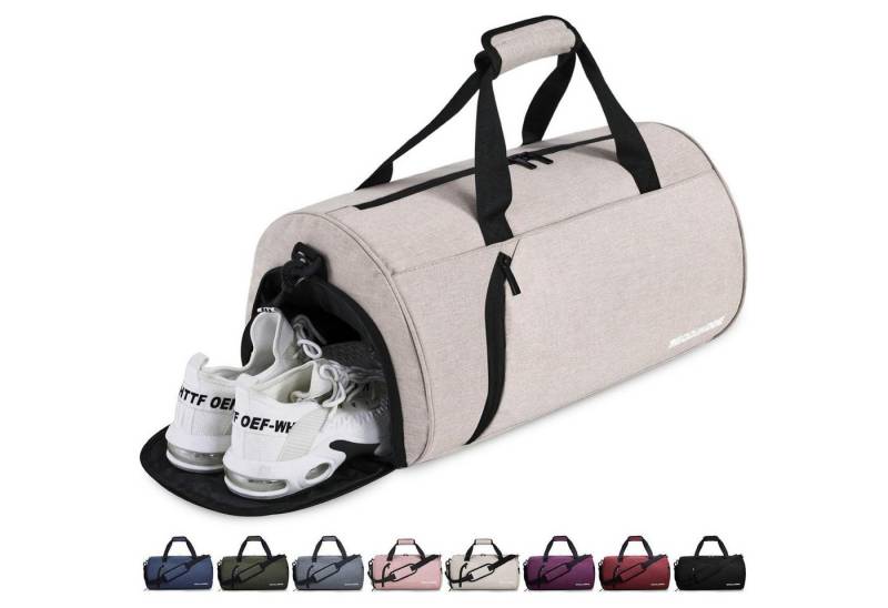 LuxusKollektion Sporttasche Sporttasche Duffel Herren Damen Schuhfach Nassfach 35L Beige von LuxusKollektion