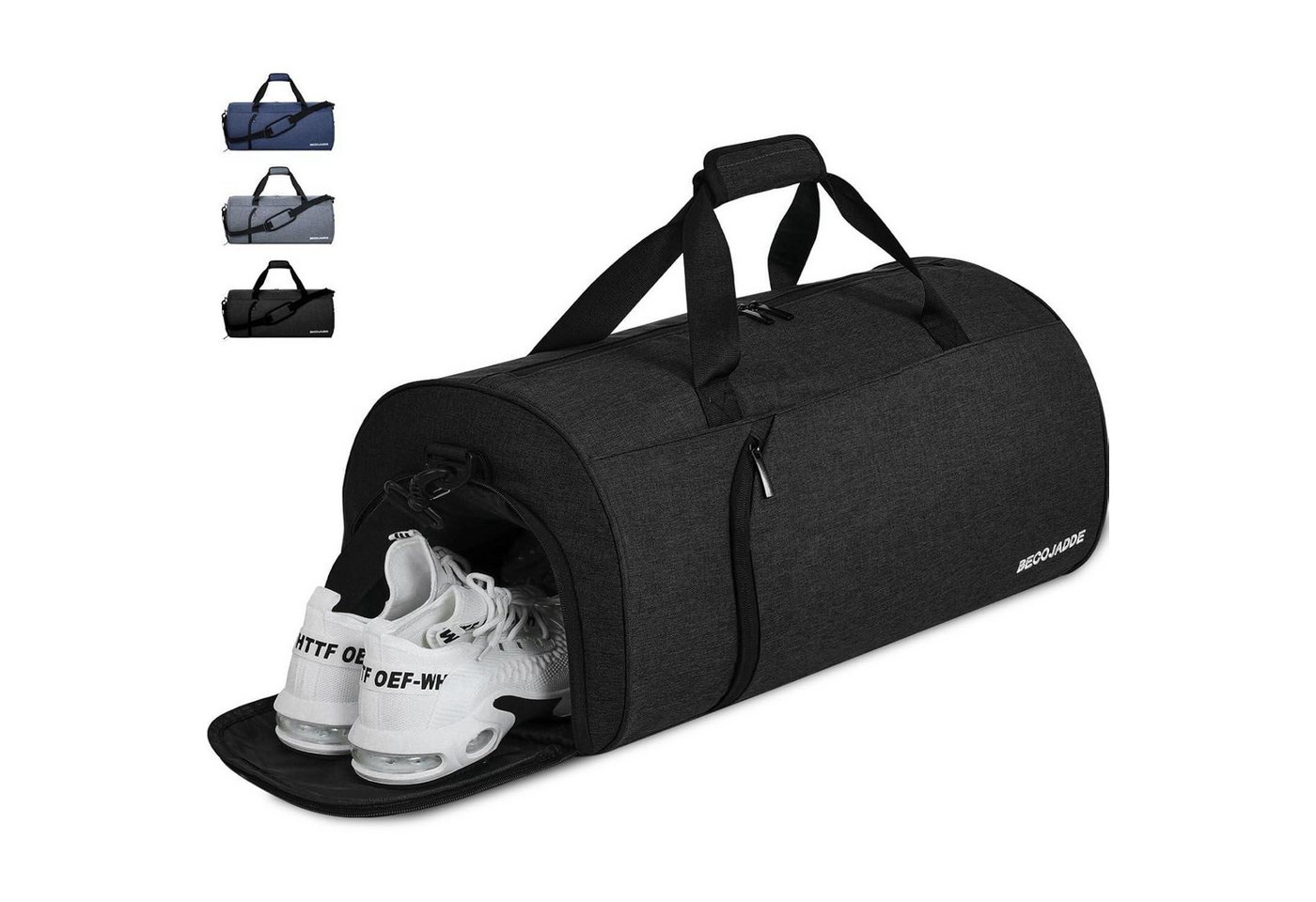 LuxusKollektion Sporttasche Sporttasche Duffelbag Schuhfach Nassfach Damen Herren 45L Schwarz von LuxusKollektion