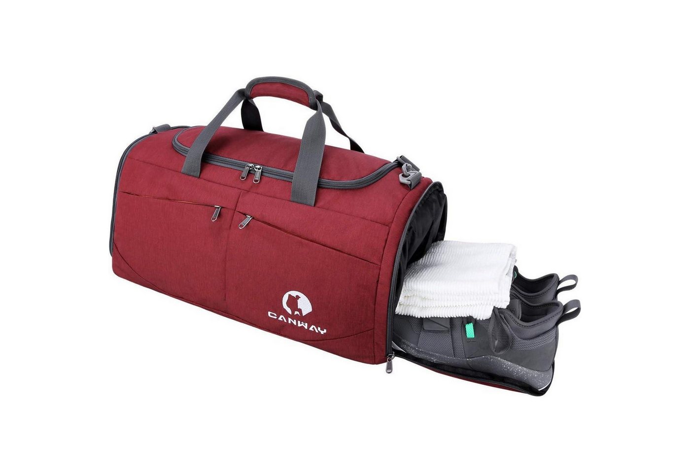 LuxusKollektion Sporttasche Sporttasche Faltbar 45L Schuhfach Schmutzfach Herren Damen Rot-45l von LuxusKollektion