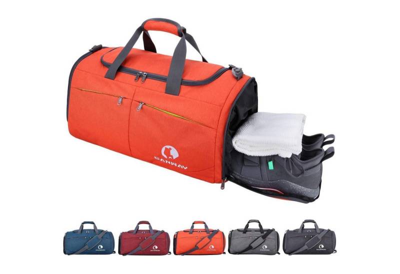 LuxusKollektion Sporttasche Sporttasche Faltbare Reisetasche Schuhfach 45L Orange Orange-45l von LuxusKollektion