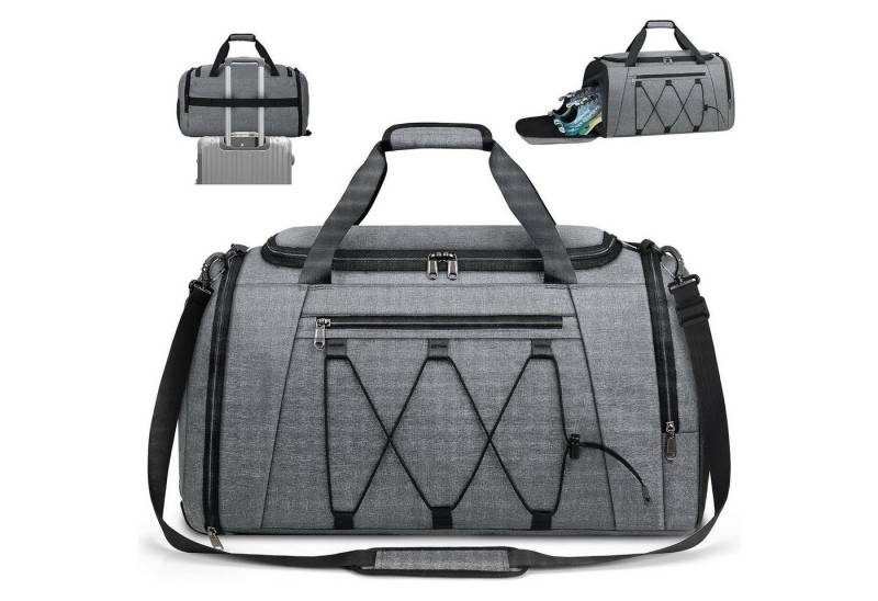 LuxusKollektion Sporttasche Sporttasche Herren Damen 55L mit Schuhfach Nassfach wasserdicht Grau von LuxusKollektion