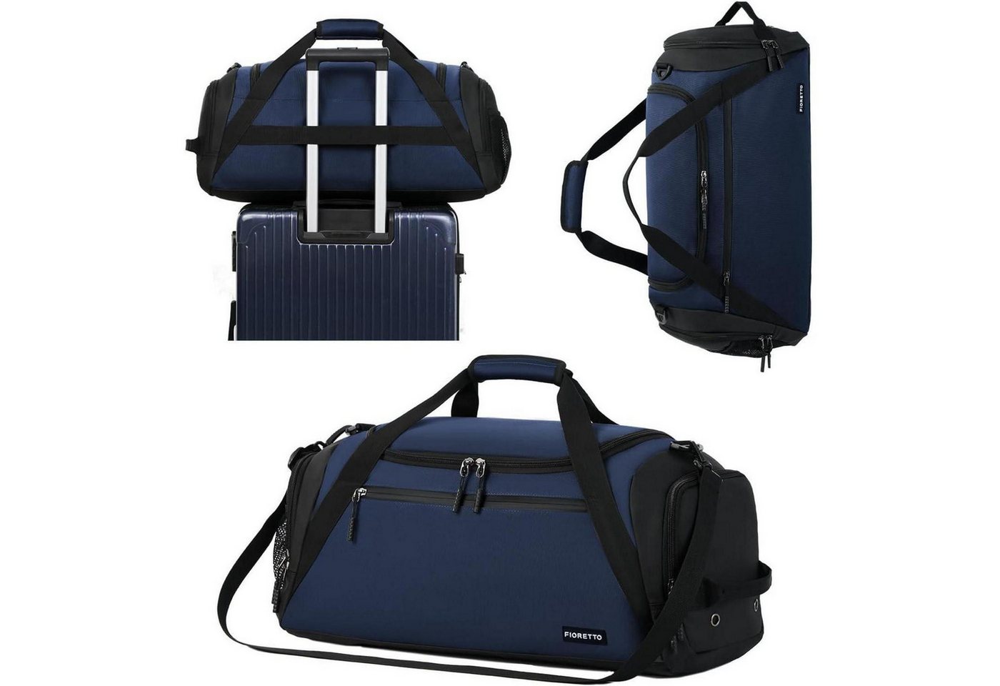 LuxusKollektion Sporttasche Sporttasche und Reisetasche mit Schuh- und Nassfach wasserdicht Navy von LuxusKollektion