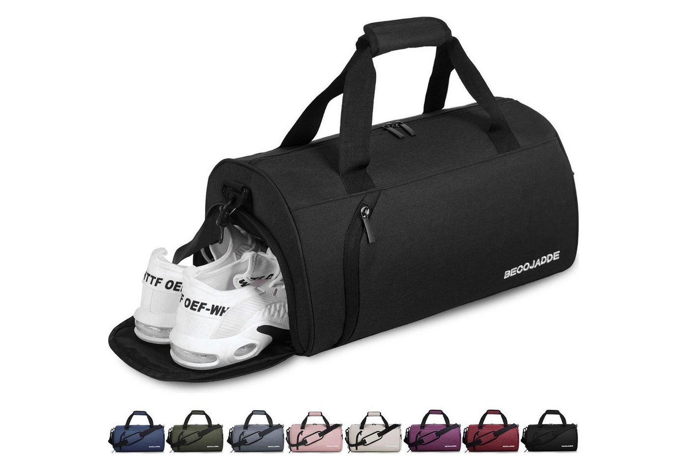 LuxusKollektion Sporttasche Sporttaschen Damen Herren Duffel Schuhfach Nassfach 25L Schwarz von LuxusKollektion