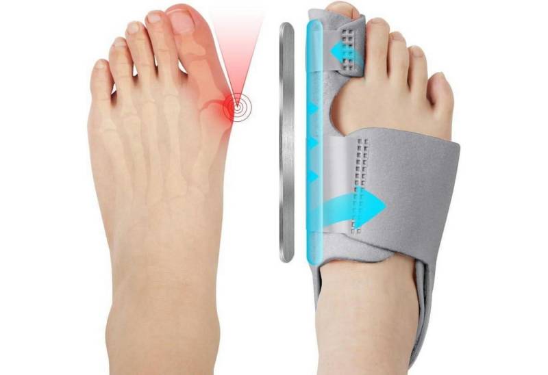 LuxusKollektion Spreizfußbandage Hallux Schiene 2 Zehenspreizer Bandage Socken Damen Herren Grau von LuxusKollektion