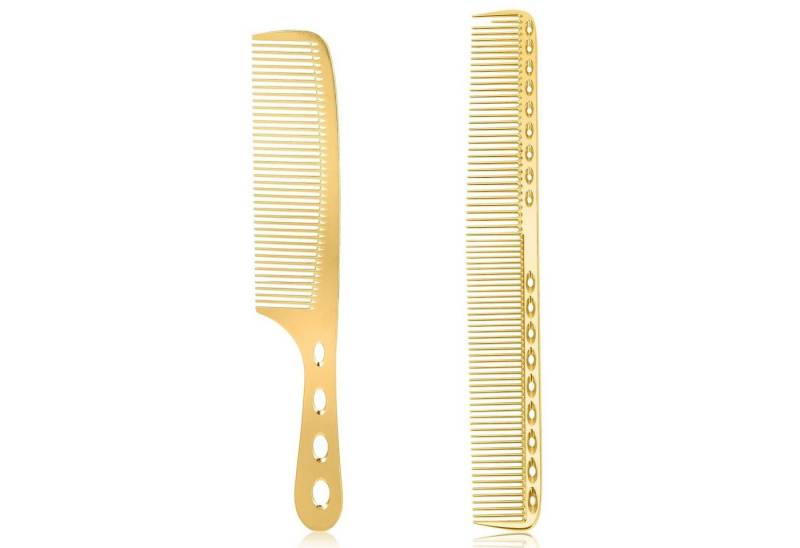 LuxusKollektion Stielkamm 2er Set Aluminium Friseurkämme Gold Stielkamm Antistatisch Carbon von LuxusKollektion