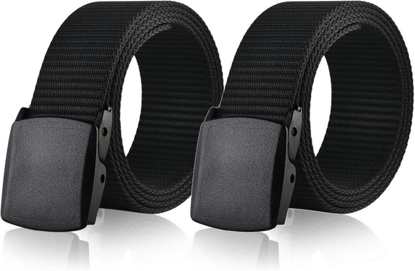 LuxusKollektion Stoffgürtel Arbeitsgürtel Herren 2er-Pack 130CM Nylon Canvasgürtel Schwarz von LuxusKollektion
