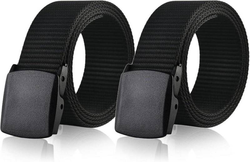 LuxusKollektion Stoffgürtel Arbeitsgürtel Herren 2er-Pack 130CM Nylon Canvasgürtel Schwarz von LuxusKollektion