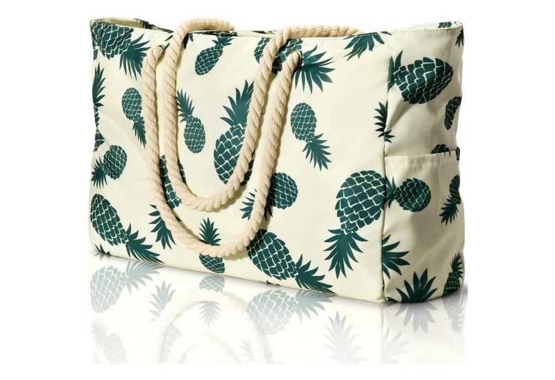LuxusKollektion Strandtasche Strandtasche Groß Wasserdicht Tote Bag Reißverschluss XXL Ananas von LuxusKollektion