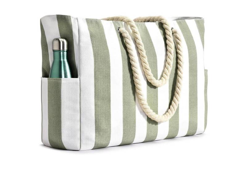 LuxusKollektion Strandtasche Strandtasche Wasserdicht Streifen Groß mit Reißverschluss und von LuxusKollektion