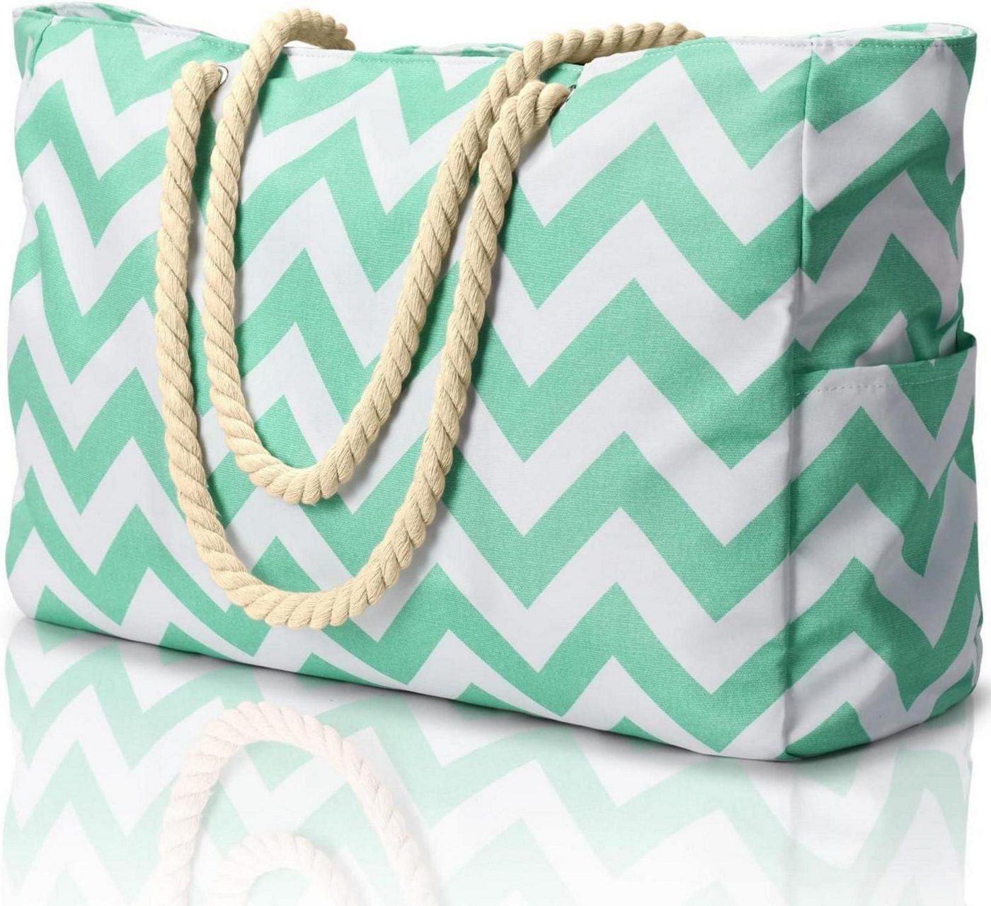 LuxusKollektion Strandtasche Strandtasche XXL Wasserdicht mit Reißverschluss Türkisgrün LuxusKollektion Strandtasche Strandtasche XXL Wasserdicht mit Reißverschluss Türkisgrün von LuxusKollektion