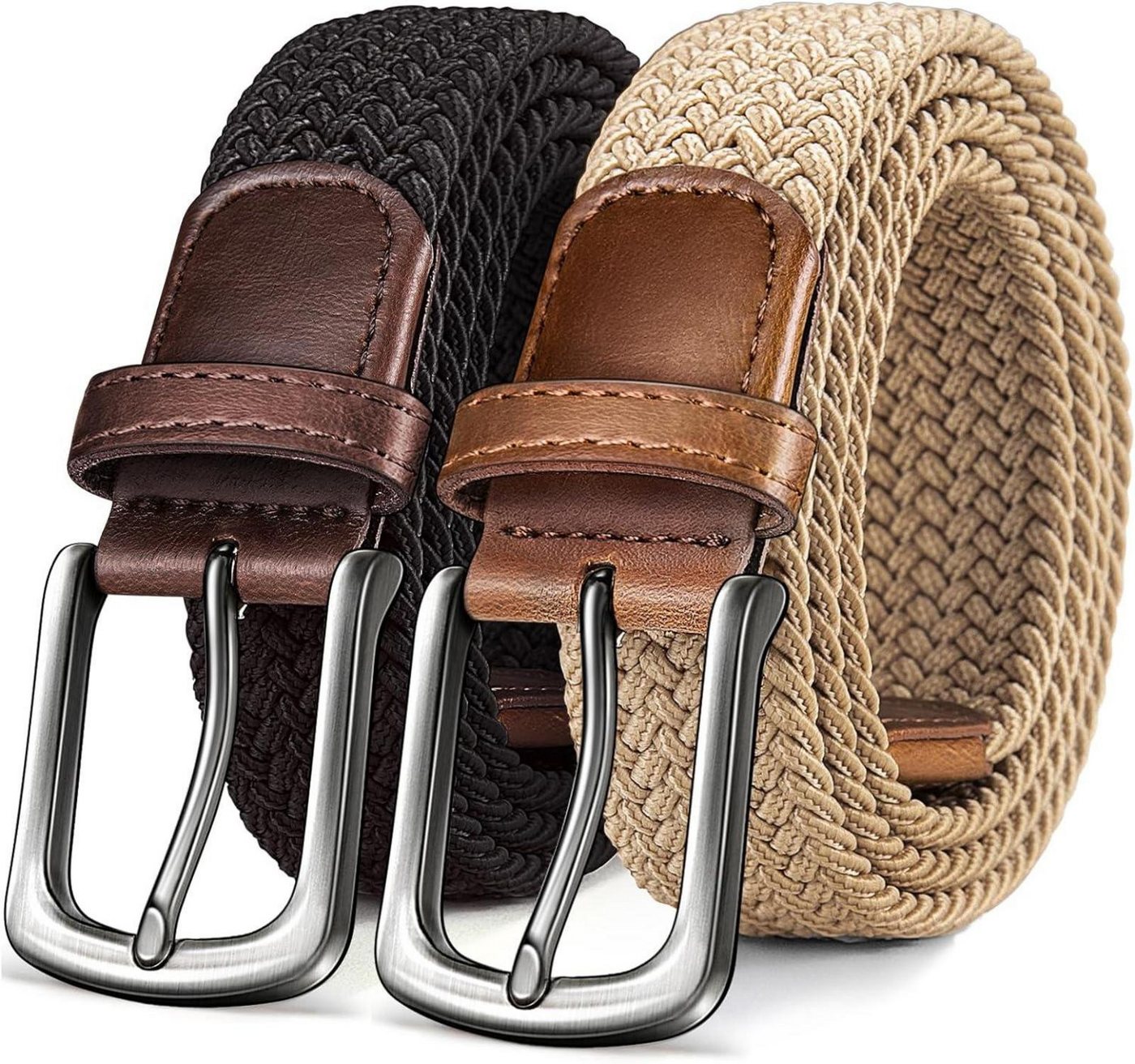 LuxusKollektion Stretchgürtel Golfgürtel Herren 2er Set Elastischer Flechtgürtel Geflochten von LuxusKollektion