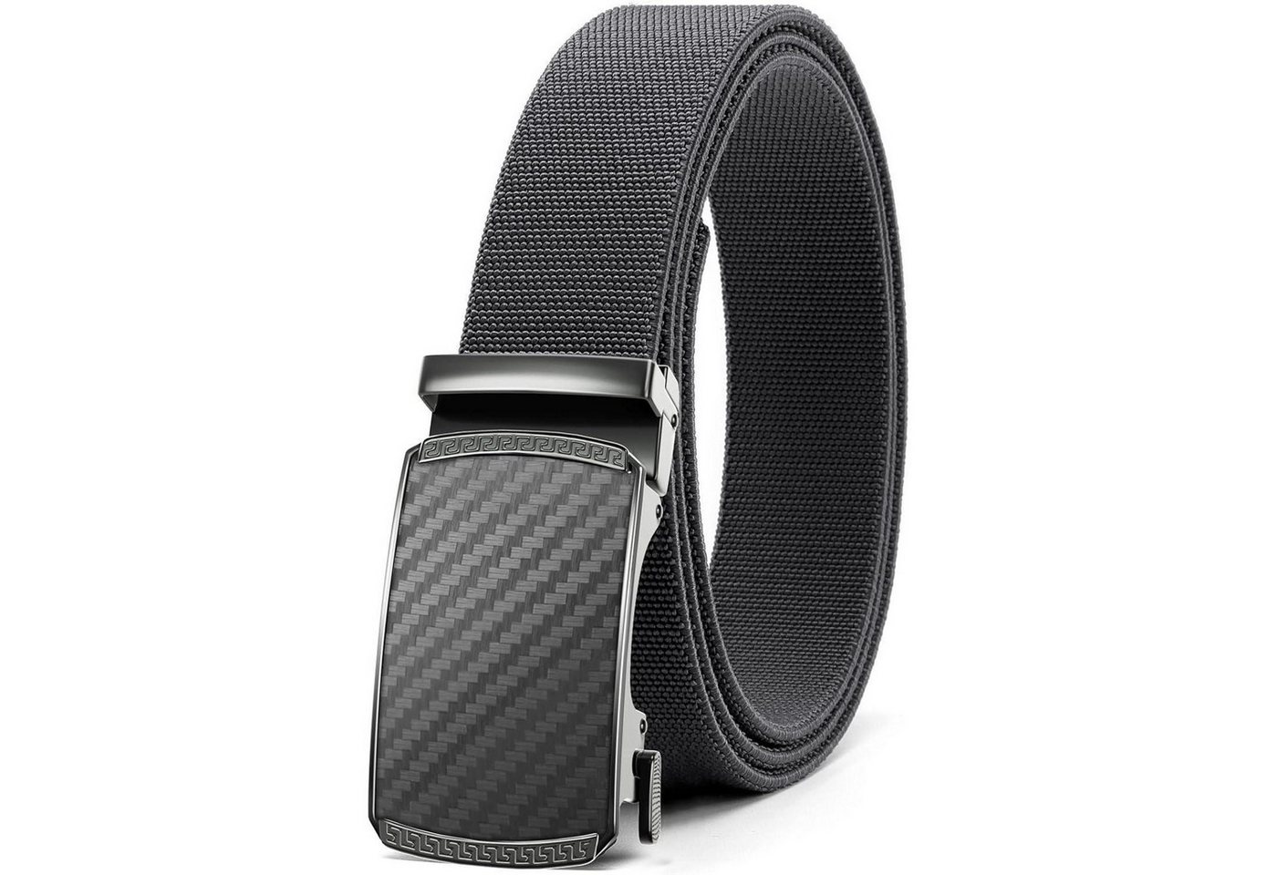 LuxusKollektion Stretchgürtel Gürtel Automatik Kohlenstoff Grau Taille 80-95cm Gesamtlänge 115cm von LuxusKollektion