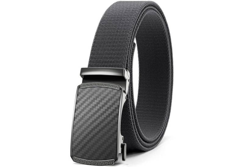 LuxusKollektion Stretchgürtel Gürtel Automatik Kohlenstoff Grau Taille 80-95cm Gesamtlänge 115cm von LuxusKollektion