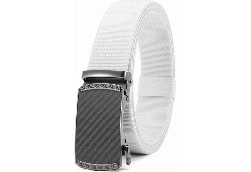 LuxusKollektion Stretchgürtel Gürtel Automatik Kohlenstoff Weiß Taille 80-95cm Gesamtlänge 115cm von LuxusKollektion