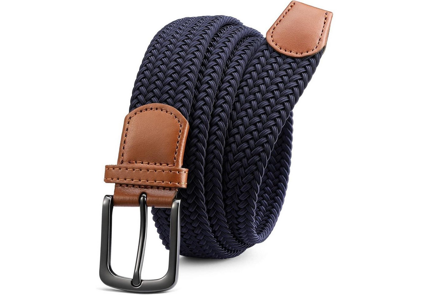 LuxusKollektion Stretchgürtel Gürtel Herren Stretch Stoff Blau 85-90cm (Gesamtlänge 105cm) von LuxusKollektion