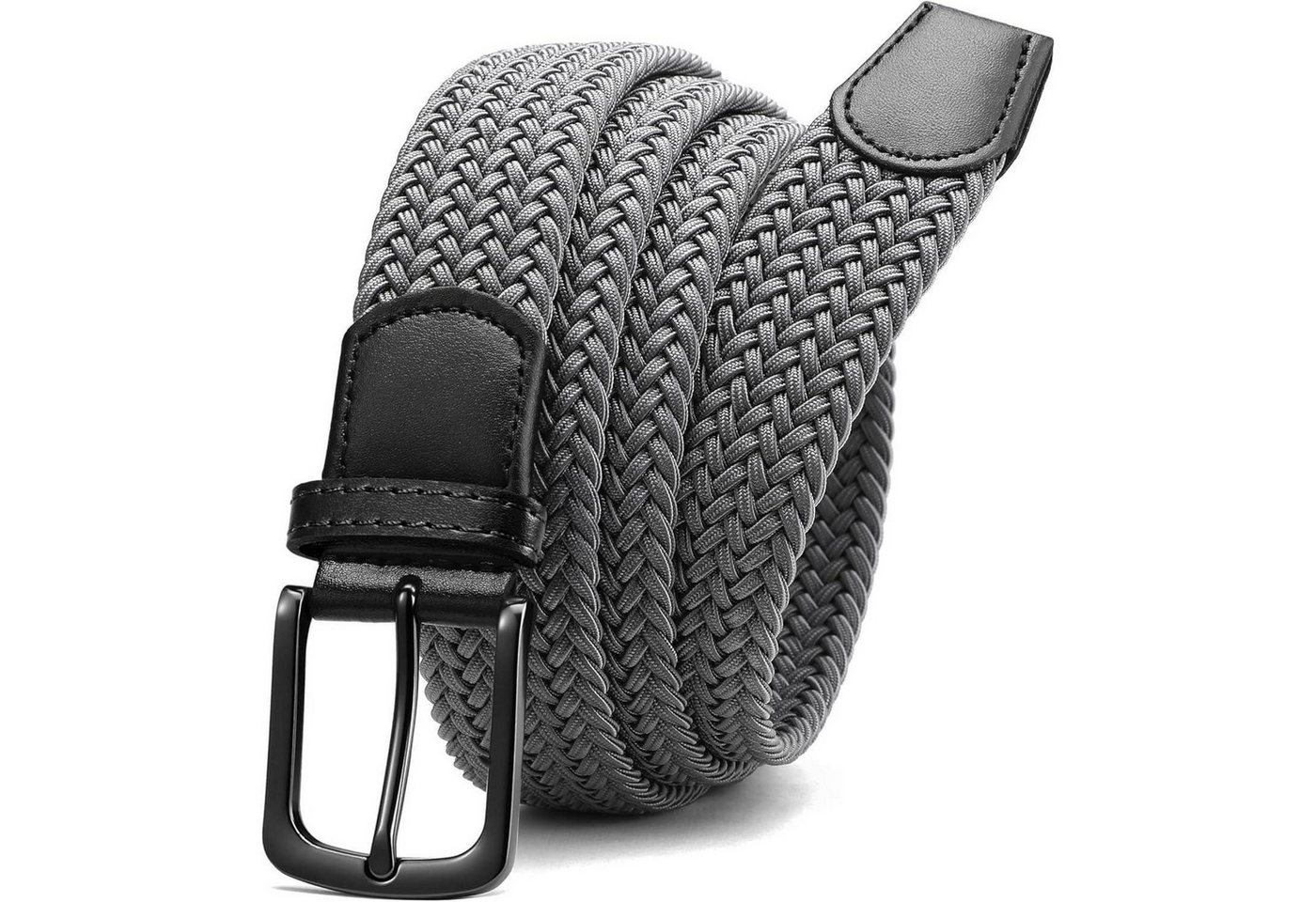 LuxusKollektion Stretchgürtel Gürtel Herren Stretch Stoff Grau 85-90cm (Gesamtlänge 105cm) von LuxusKollektion