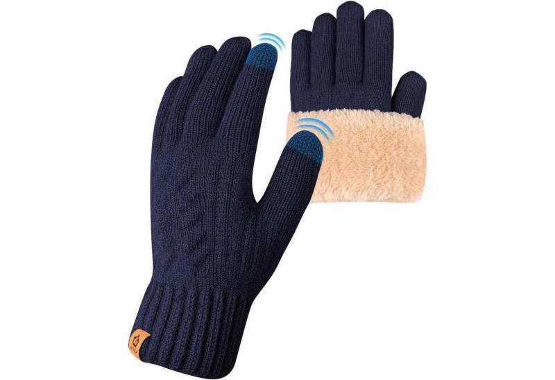 LuxusKollektion Strickhandschuhe Winterhandschuhe Damen Herren Touchscreen Fleecefutter Blau von LuxusKollektion