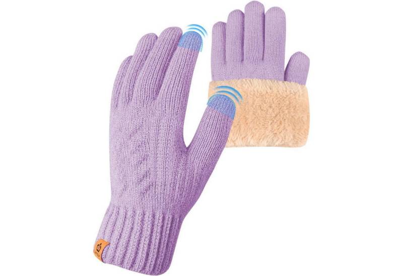 LuxusKollektion Strickhandschuhe Winterhandschuhe Damen Herren Touchscreen Fleecefutter Violett von LuxusKollektion