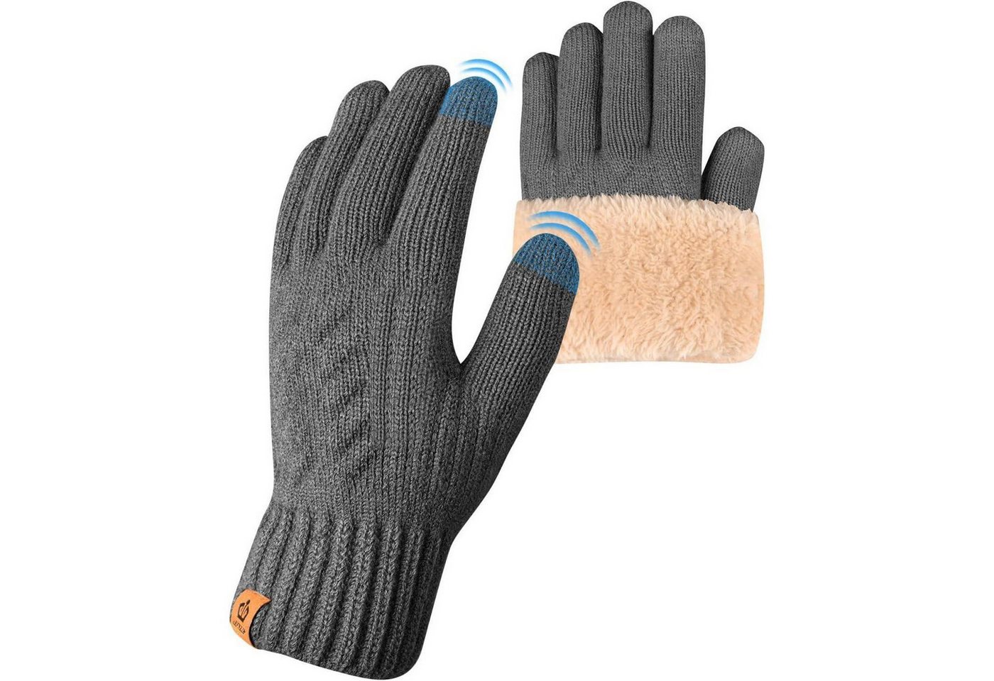 LuxusKollektion Strickhandschuhe Winterhandschuhe Damen Touchscreen Fleecefutter Outdoor Grau von LuxusKollektion