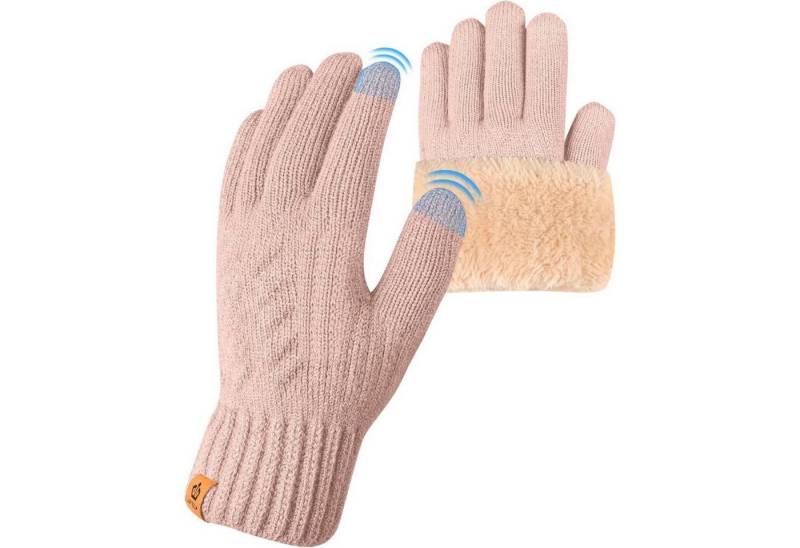 LuxusKollektion Strickhandschuhe Winterhandschuhe Damen Touchscreen Fleecefutter Outdoor Rosa von LuxusKollektion