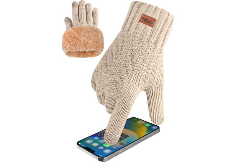 LuxusKollektion Strickhandschuhe Winterhandschuhe Herren Touchscreen Thermo Strick Outdoor Khaki von LuxusKollektion
