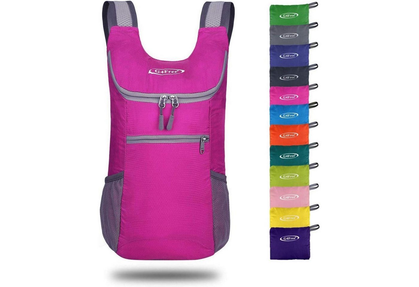 LuxusKollektion Tagesrucksack Rucksack 11 l faltbar Wandern Radfahren Damen Herren Fuchsie von LuxusKollektion