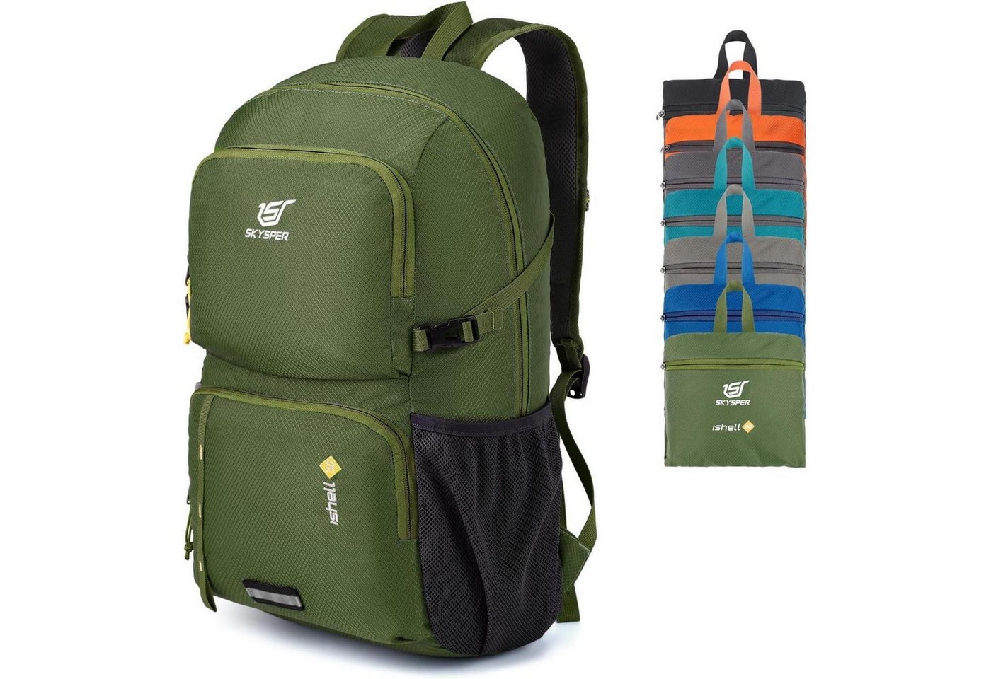 LuxusKollektion Tagesrucksack Rucksack Daypack Nassfach Wandern Reisen Radtouren Ishell30-armygreen von LuxusKollektion